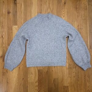 Joie Womens Gold‎ Metallic Wool Blend Casual Pullover Sweater Size Medium Gray